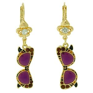 Ritzy Couture Chic Leopard Print Sunglasses Leverback Earrings (Goldtone)